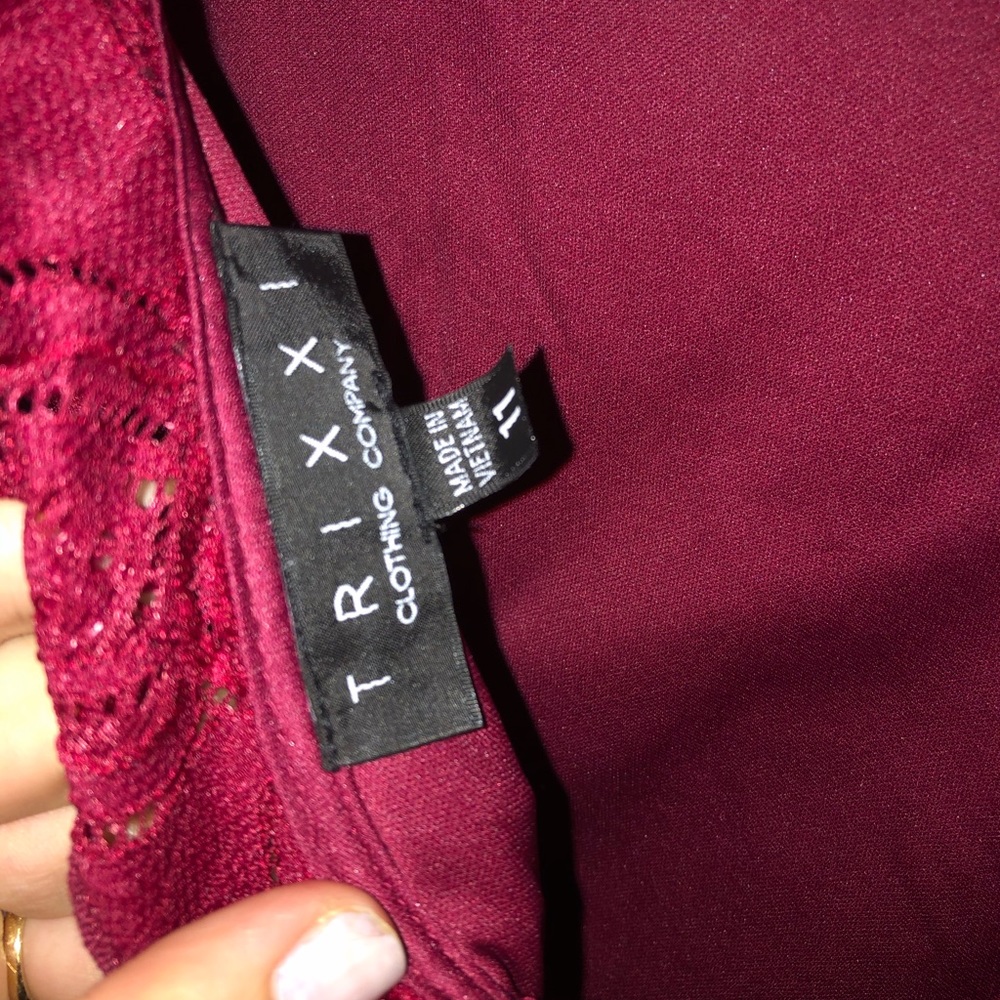 Wine Color Textured Dress - Picture 3 of 3